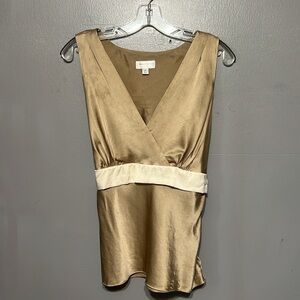 Isaac Mizrahi for Target Silk Sleeveless V-Neck Blouse Top XL Gold Cream Satin